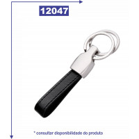 Chaveiro de metal fosco com couro sintético e 2 argolas personalizado 12047 Chaveiro de metal fosco com couro sintético e 2 argolas personalizado 12047